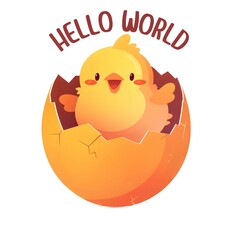 Wall Mural - Chick Hatch Eggs with word 