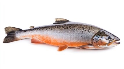 Poster - Fresh raw salmon fish isolated on white background.