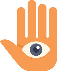 Wall Mural - Open hand with eye in center of palm, simple style vector illustration