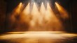 © thenort - Empty stage lit with spotlights and haze.