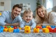 © Pixel Quest - Happy parents have fun while playing with their small son at home, Generative AI