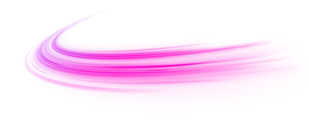 Poster - Abstract neon rays of light on a transparent background in PNG format. Purple speeds on the expressway. Vector illustration for perfect effect with sparkles. 