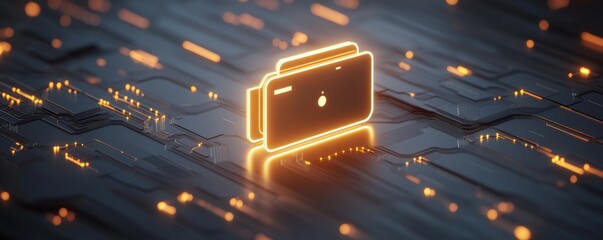 Poster - Glowing Folder Icon on Dark Background