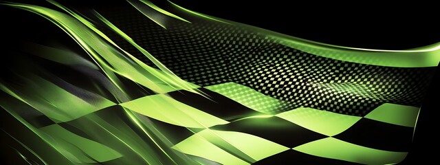 Wall Mural - Abstract checkered green and black background.