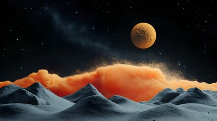 Aufkleber - Cosmic Wave of Color Transforming Monochrome Landscape Visualizing Creative Impact