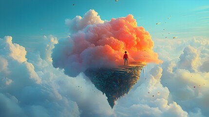 Aufkleber - Dreamlike Cloudscape Floating Over Surreal Landscape of Fantasy