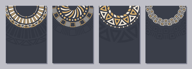 Wall Mural - set of flyers, posters, banners, cards, placards, brochure design templates a6 size with round color