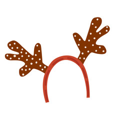 christmas mask with brown reindeer antler isolated on white background, illustration.