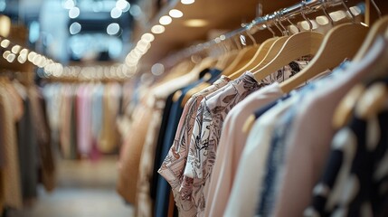 Diverse Fashion Apparel Hanging on Retail Store Racks