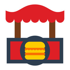 Canvas Print - Burger Shop Icon Style