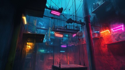 Sticker - Neon Cityscape: A Glimpse of a Futuristic Metropolis