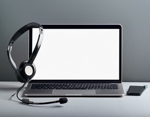 Laptop with blank empty white screen display mock-up, isolated on white background clipping path, full depth of field . silver open Isolated Devices Mockup 