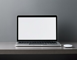 Laptop with blank empty white screen display mock-up, isolated on white background clipping path, full depth of field . silver open Isolated Devices Mockup 