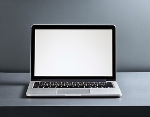 Laptop with blank empty white screen display mock-up, isolated on white background clipping path, full depth of field . silver open Isolated Devices Mockup 