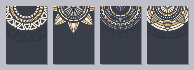 Wall Mural - set of flyers, posters, banners, cards, placards, brochure design templates a6 size with round color