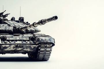 Wall Mural - Military Tank in Front of a White Background