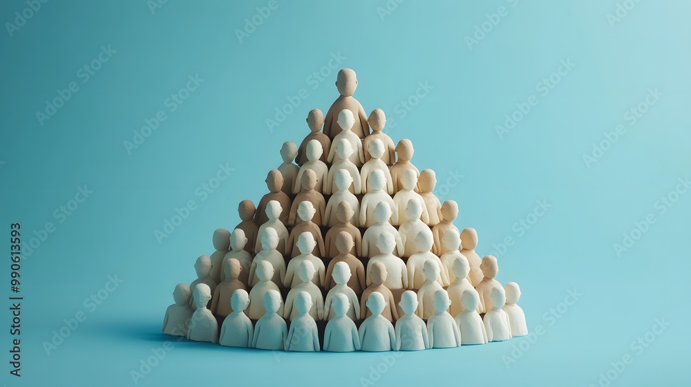1. **Create a 3D clay render of a population pyramid illustrating ...
