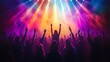 © Mr image - 1. **Capture the energy of a Christian concert with a crowd of worshippers raising their hands in praise. The scene should be illuminated by vibrant concert lights, creating a joyful and uplifting