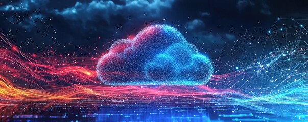 Poster - Digital Cloud Surrounded by Network Connections