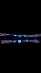 Aufkleber - Abstract Neon Light Wave Reflecting on Water Surface in Dark Space
