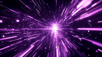 Poster - Vivid purple light beams emanating from a central point in a stunning cosmic explosion