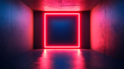 Wall Mural - Neon glowing square background