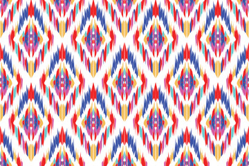 Wall Mural - Abstract Geometric Ethnic Pattern design for background, carpet, wallpaper, clothes, wrapping, fabric, embroidery style vector illustration.