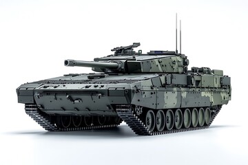 Wall Mural - Modern Main Battle Tank on White Background