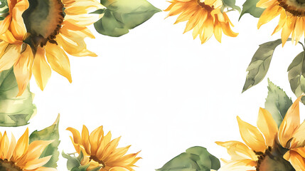 Sunflower Frame Background watercolor