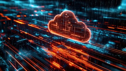 Poster - Luminous Digital Cloud in Anime Style