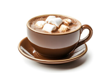 Delicious Cup of Hot Chocolate with marshmallow Isolated on a White Background