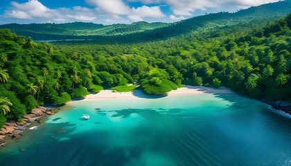 Wall Mural - Breathtaking Aerial Perspective of a Vibrant Tropical Cove