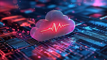 Poster - Glowing Cloud Illustration in 3D Vector Style