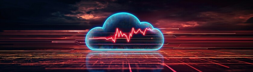 Poster - Futuristic Cloud with Digital Heartbeat
