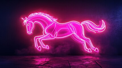 Poster - Neon Horse in the Night