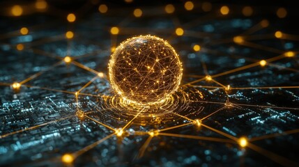 Poster - Surreal Vibrant Network with Illuminated Sphere