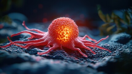 Poster - Dramatic Close-Up of Realistic Cancer Cell