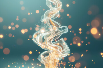 Poster - This captivating backdrop showcases a swirling pattern of golden smoke rising gracefully against a blurred, shimmering bokeh backdrop, creating a dreamlike aesthetic perfect for visual inspiration