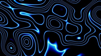Poster - Animation of multiple blue shiny light lines moving on black background