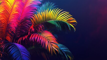 Poster - Vibrant Neon Palm Leaves