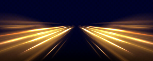 Poster - Trendy geometric neon collage for speed movement. Acceleration speed motion on night road. Light and stripes moving fast over dark background.	
