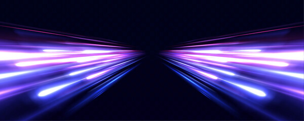 Poster - Speed lights motion background, cityscape and rail track in tokyo from speed train. Illustration of light ray, stripe line with blue light.	