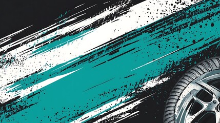 Aufkleber - Abstract racing background with a tire and a blue stripe.