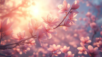 Breathtaking Almond Blossoms in Springtime Sunlight