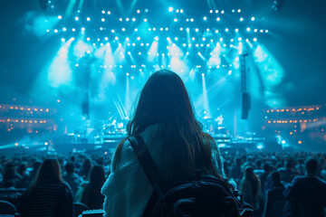 Aufkleber - A person attending a virtual concert, enjoying live music and interacting with other virtual concertgoers in a digital venue. Concept of virtual events.