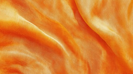 Poster - Soft orange fabric draped gracefully, highlighting smooth waves of texture and rich colors in natural light