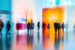 © Artstudio - Blurred figures in a modern art center lobby