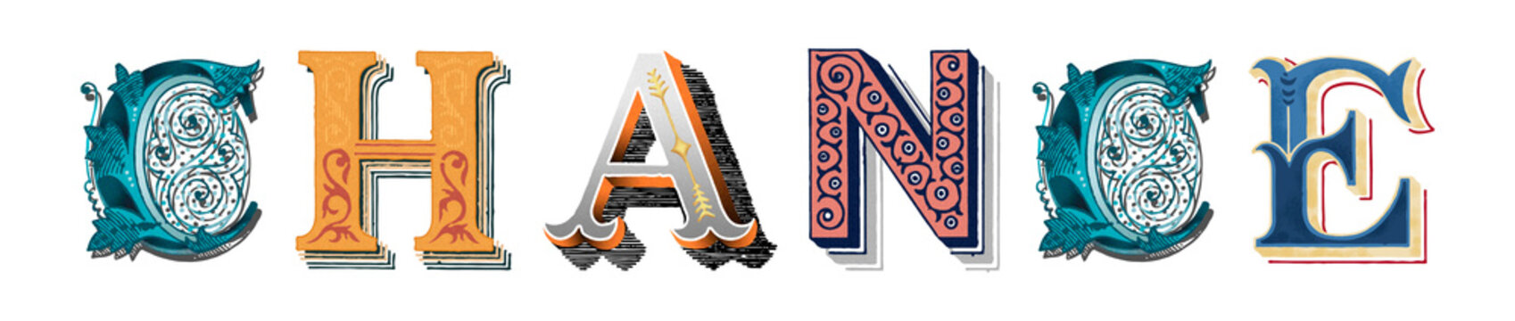 Chance word png antique victorian font typography