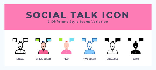 Wall Mural - Social talk pack of icons. vector illustration.