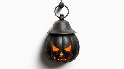 Poster - A black pumpkin with a yellow light inside of it